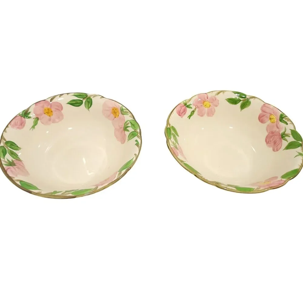 Franciscan Floral Bowl‎ Set of 2 Pink Flowers Scalloped Cottagecore USA